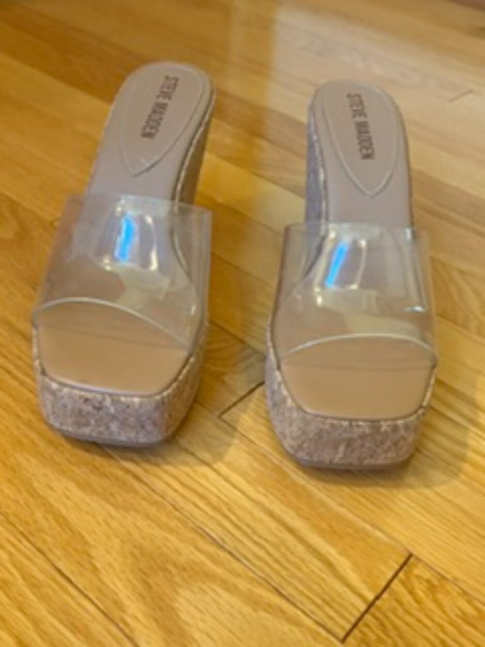 Steve Madden Cayman Clear Wedge Sandals
